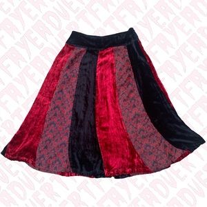 Black Red Whimsygoth Maxi Skirt Witchy Lace Velvet Full Skirt Goth Vamp Medium